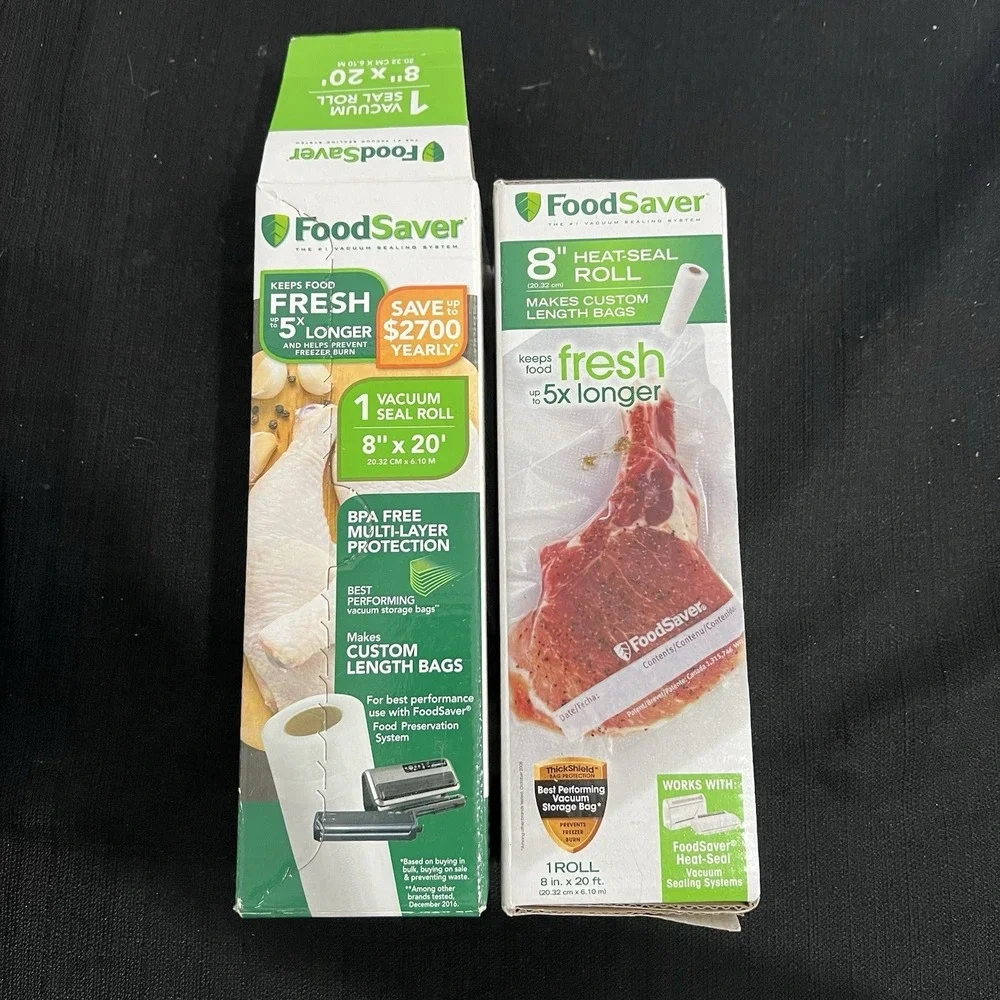 NEW FoodSaver 8‎ inch x 20 foot Vacuum Seal Heat-Seal Rolls 2-Pack